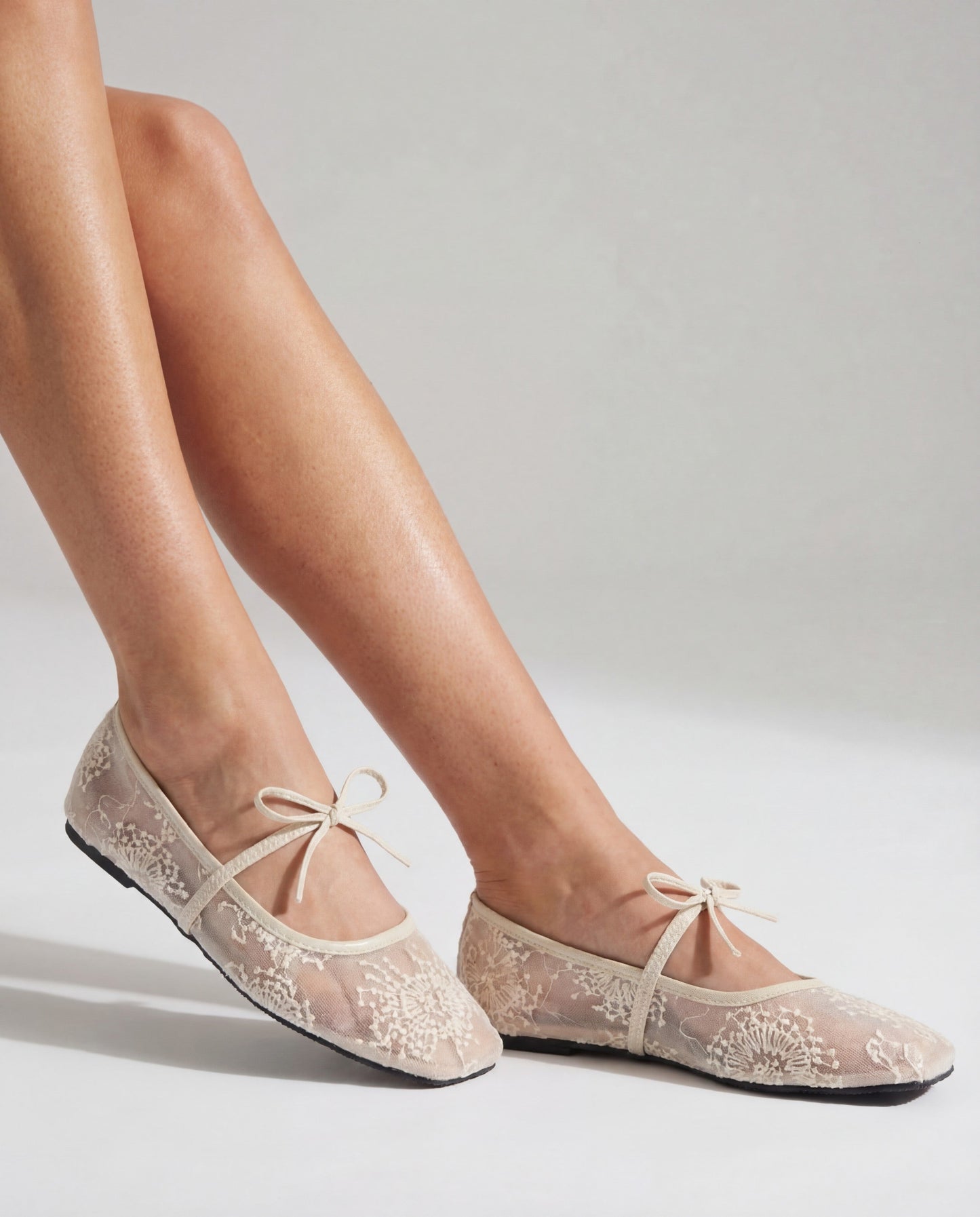 Lace Ballerina Flat - White