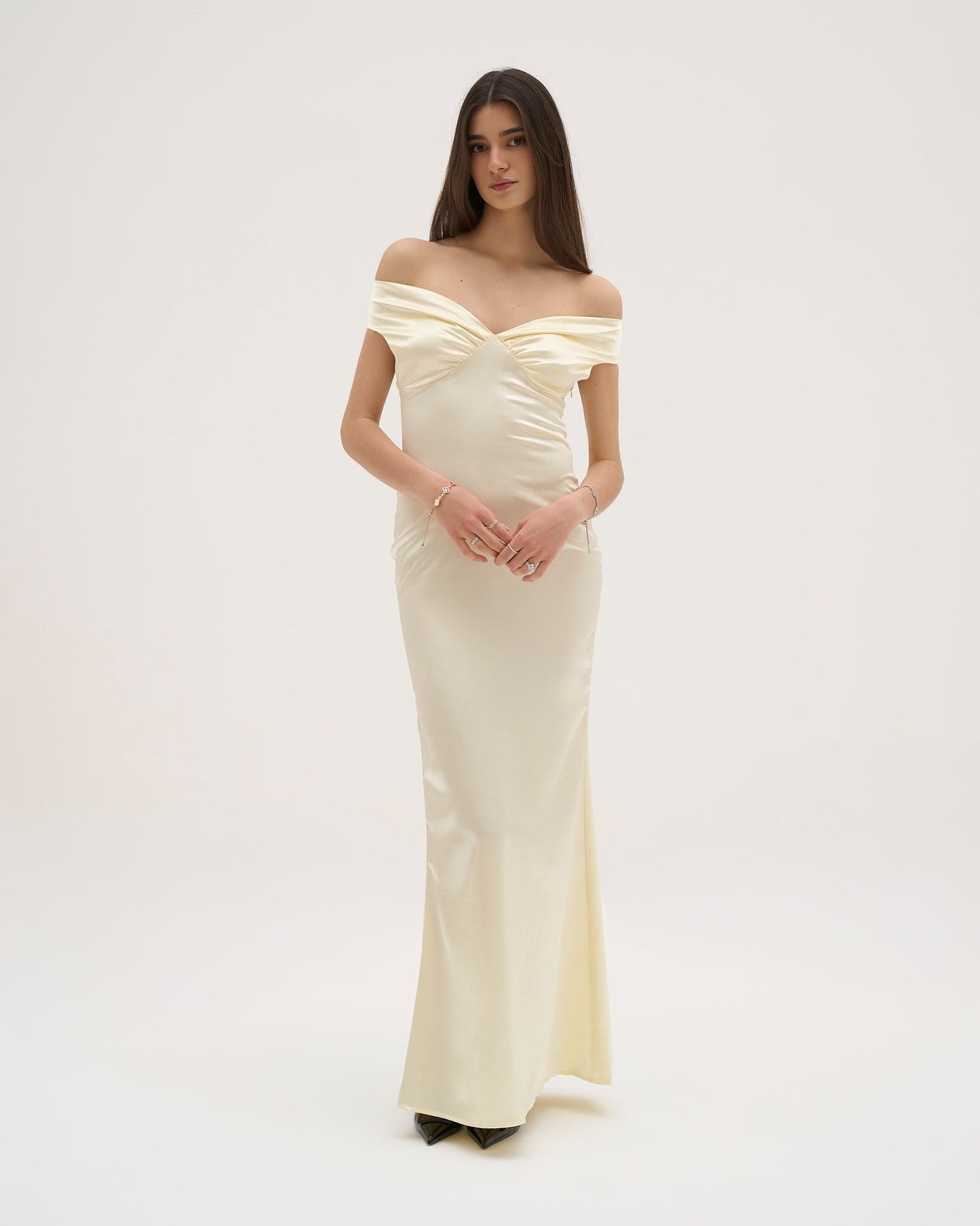 Athena Satin Maxi Dress - Butter Yellow
