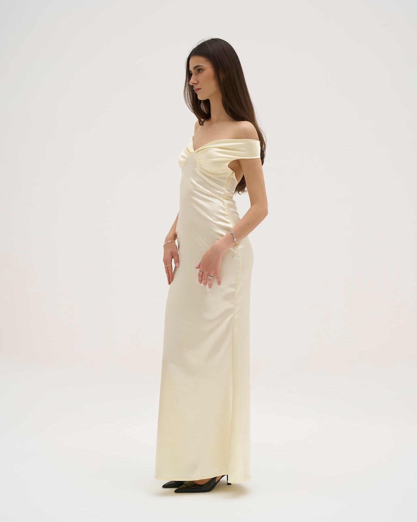 Athena Satin Maxi Dress - Butter Yellow