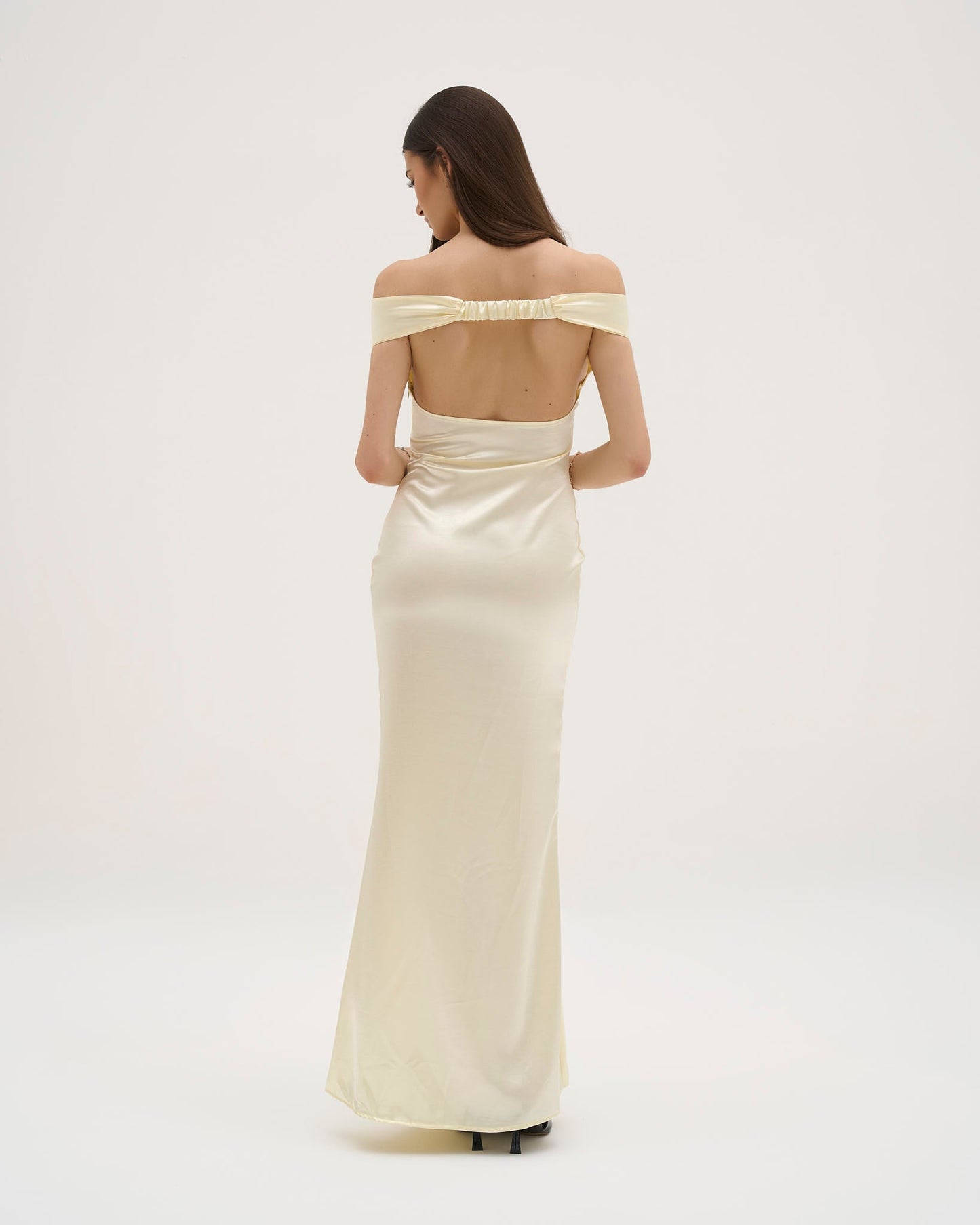 Athena Satin Maxi Dress - Butter Yellow