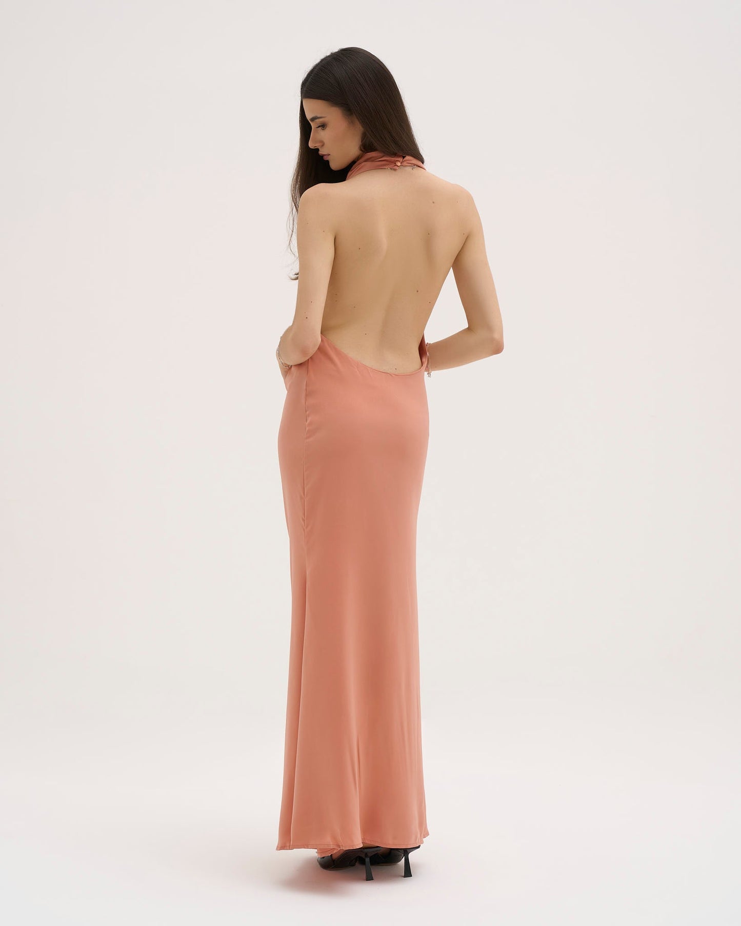 Renee Satin Maxi Dress - Coral