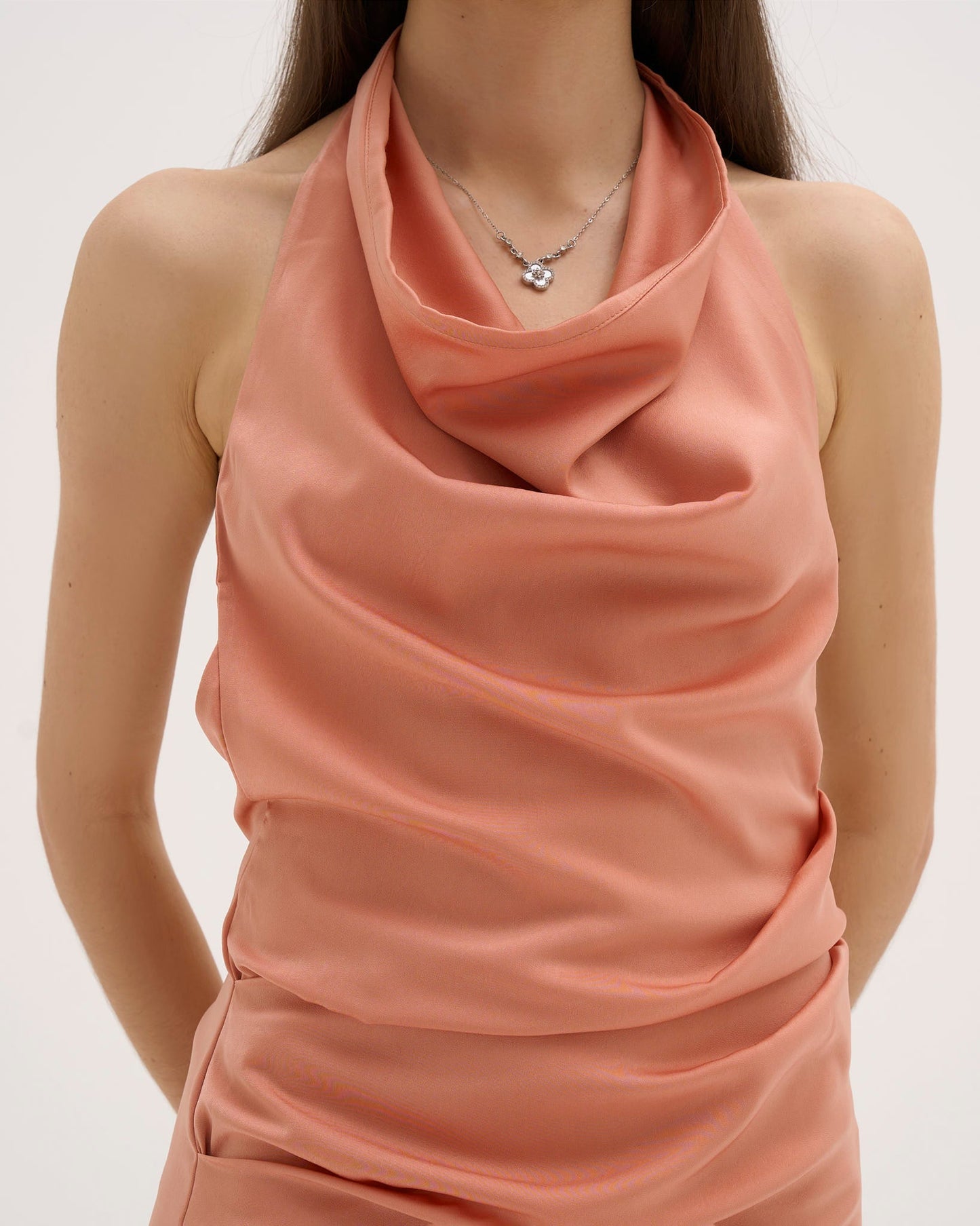 Renee Satin Maxi Dress - Coral
