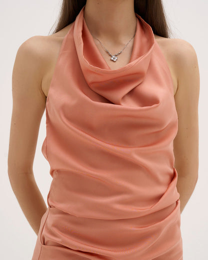 Renee Satin Maxi Dress - Coral