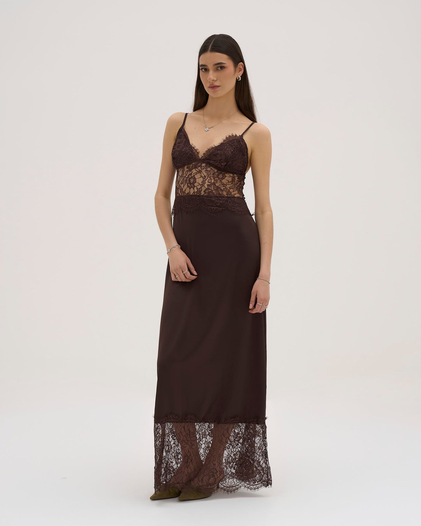 Iselle Lace Maxi Dress - Chocolate