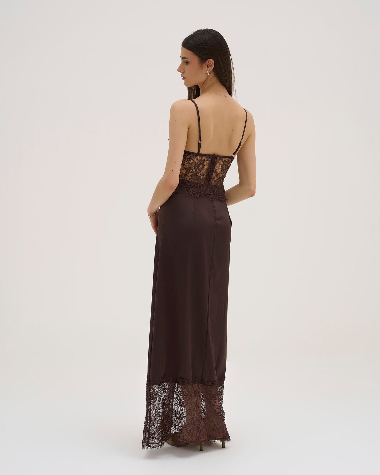 Iselle Lace Maxi Dress - Chocolate