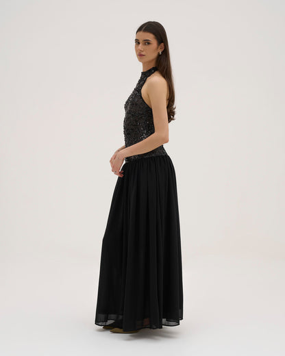 Dolce Sequin Maxi Dress - Black
