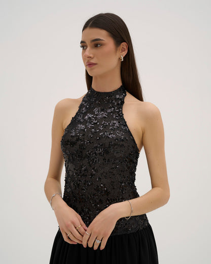 Dolce Sequin Maxi Dress - Black
