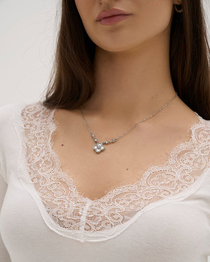 Calina Long Lace Top - White