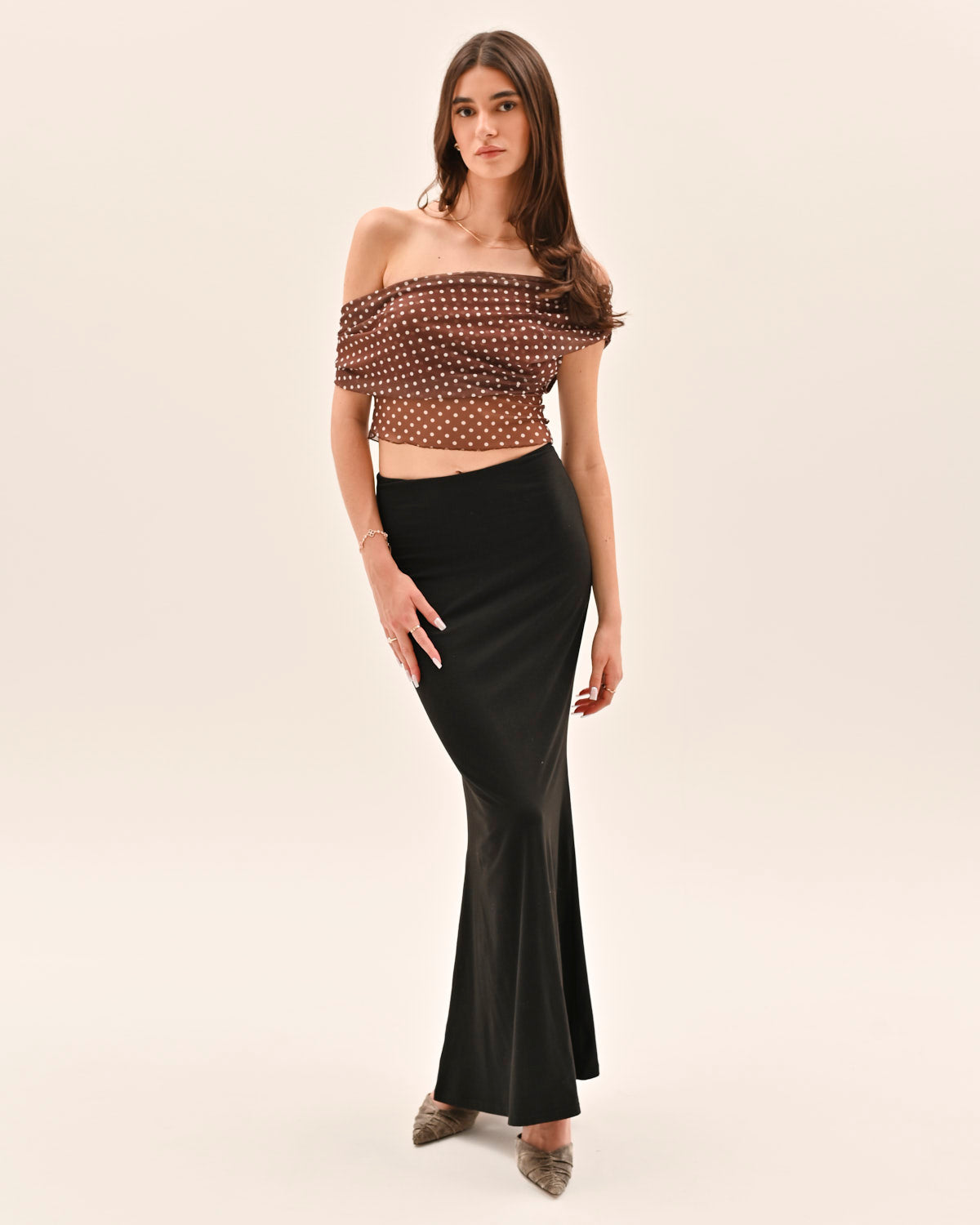 Allura Polka Dot Top - Brown