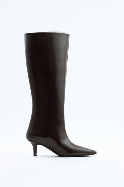 Mona Leather knee high boots - Dark Brown