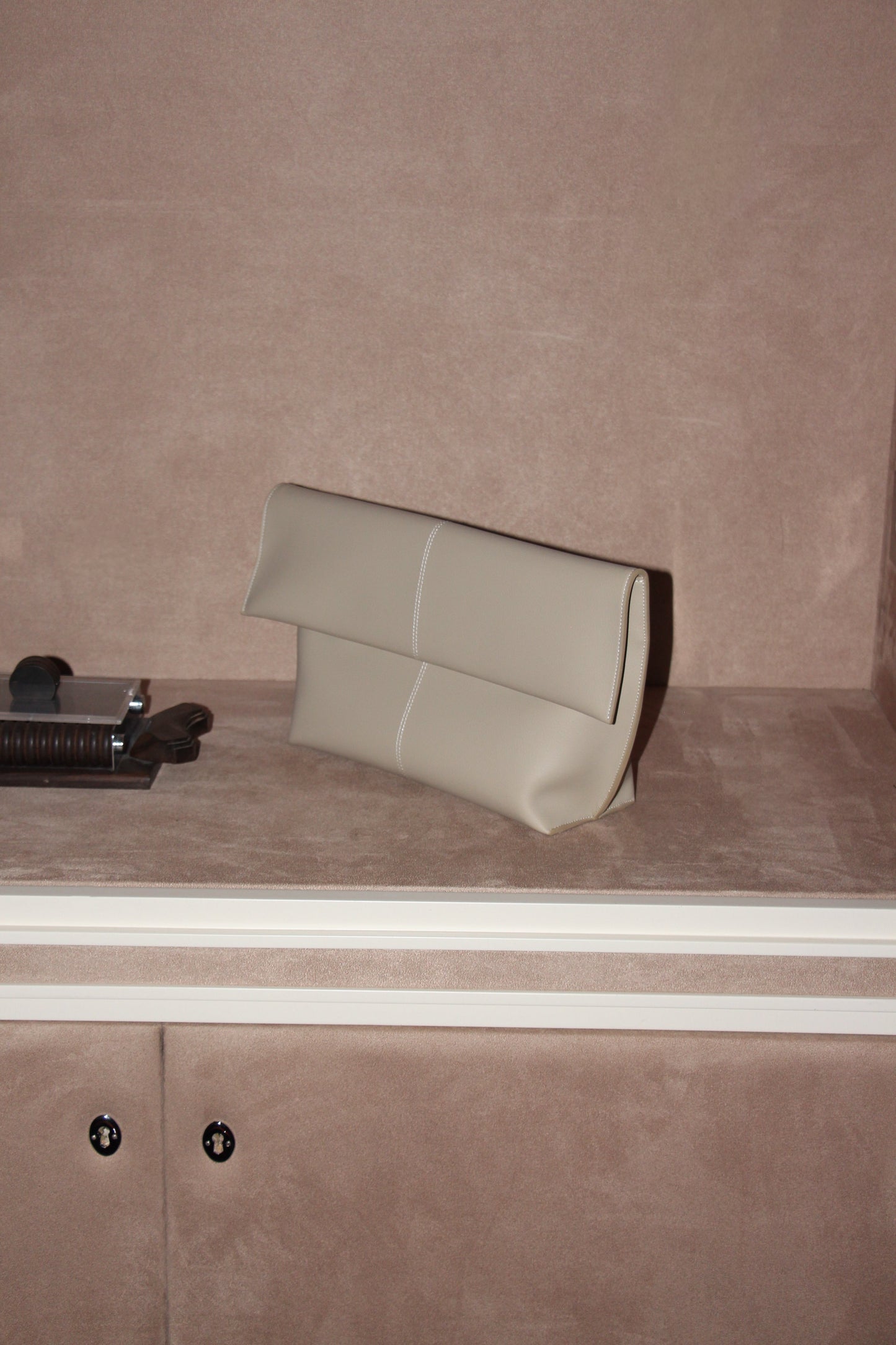 Seamed Clutch Sand