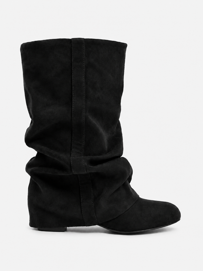 Emilia Slouchy Suede Boots - Black