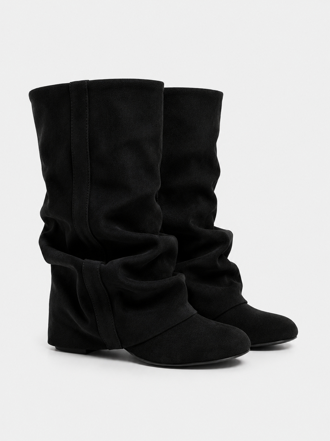 Emilia Slouchy Suede Boots - Black
