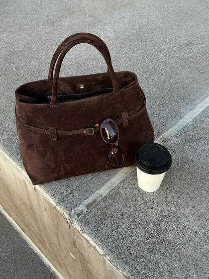 Ria Suede Bag - Dark Brown