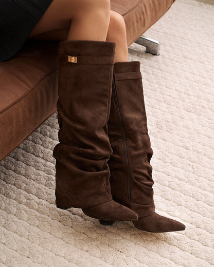 Lavista Slouchy Suede knee high boots - Dark Brown