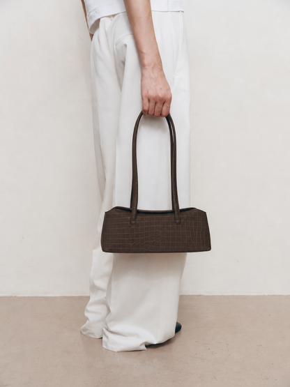 Mini Chrystie Bag Chocolate Suede Croc