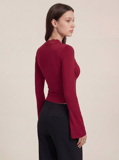 Maya Lace Top - Wine Red