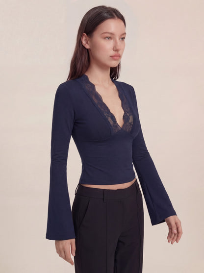 Maya Lace Top - Navy Blue