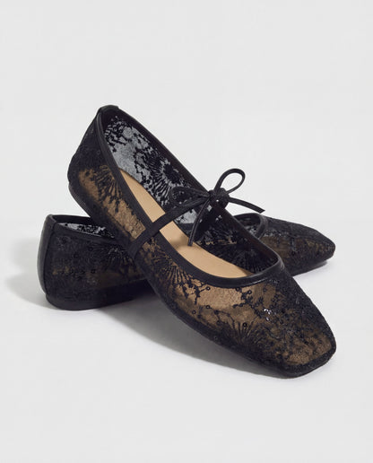 Lace Ballerina Flat - Black