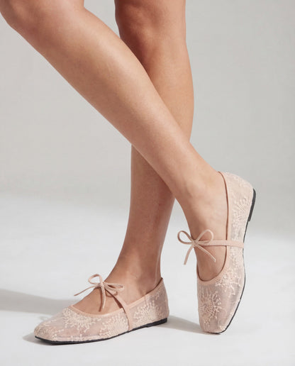 Lace Ballerina Flat - Pink