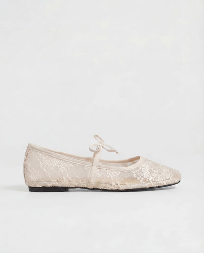 Lace Ballerina Flat - White