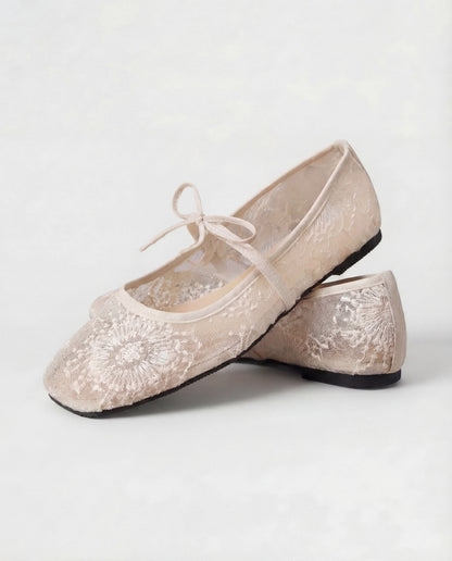 Lace Ballerina Flat - White