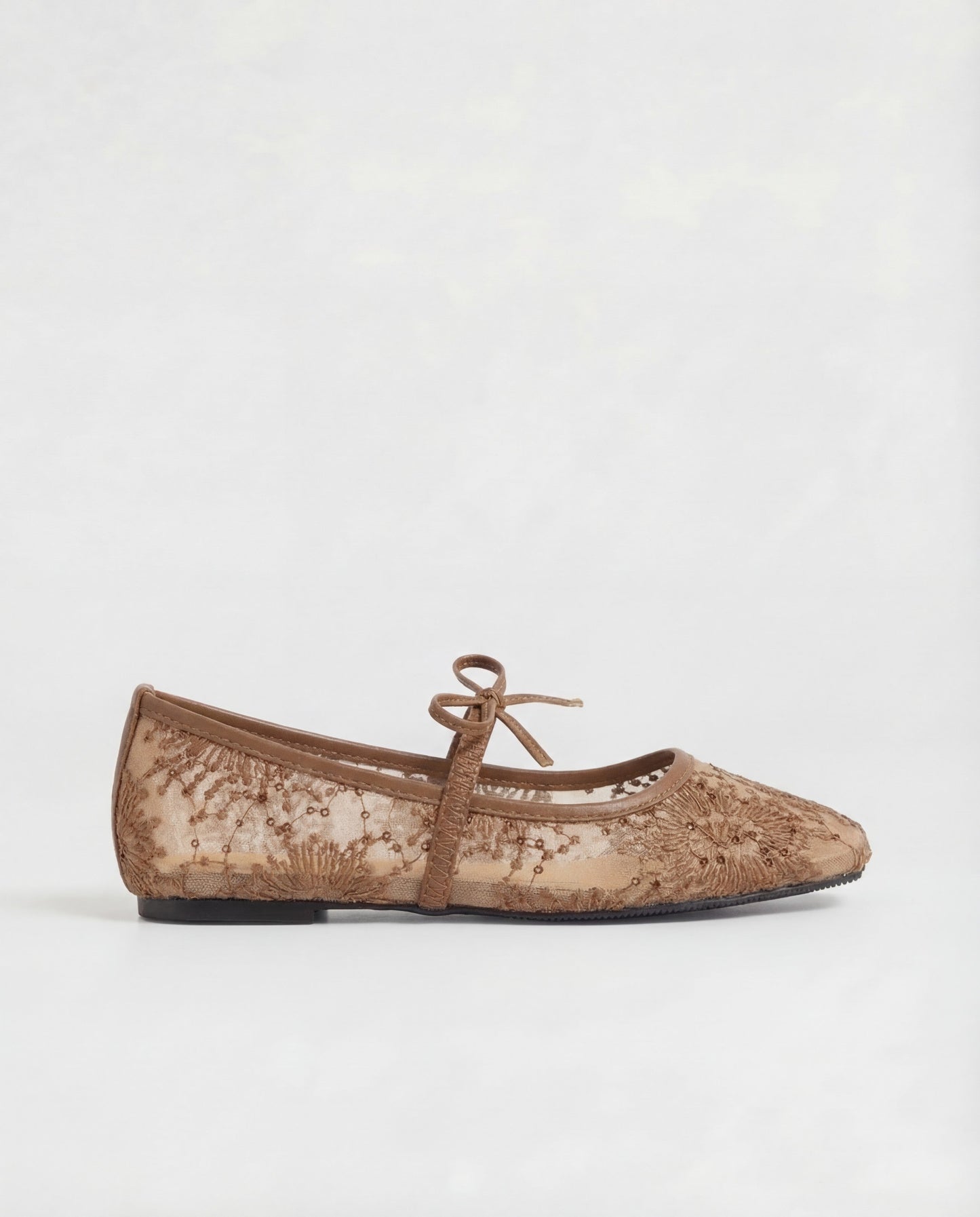 Lace Ballerina Flat - Brown