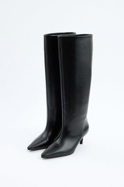 Mona Leather knee high boots - Black