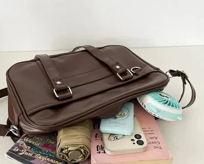 Preppy Style Shoulder Bag for Women in Leather