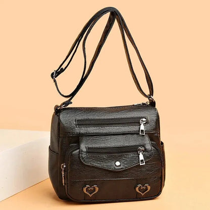 Vintage Women's Shoulder Bag, Soft Leather 'Love' Crossbody