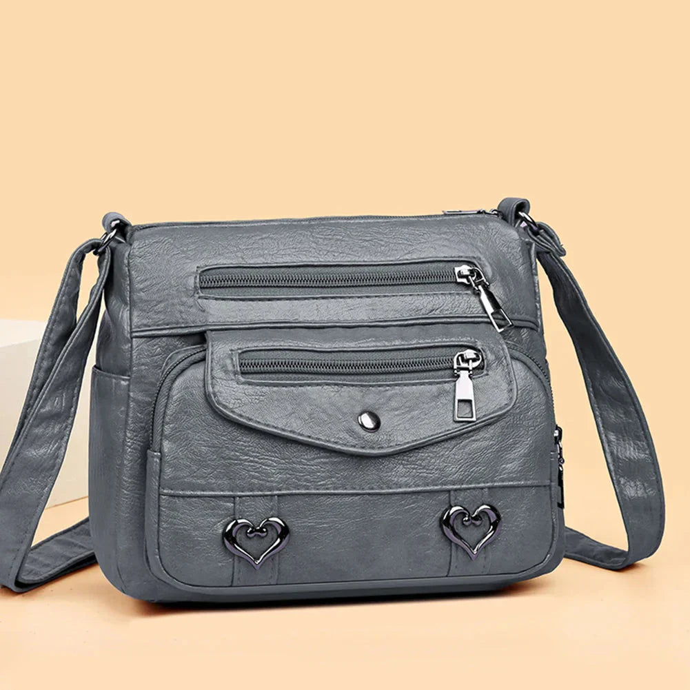 Vintage Women's Shoulder Bag, Soft Leather 'Love' Crossbody